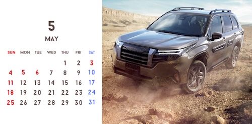 TOKYO SUBARU オリジナル壁紙ダウンロード 5月カレンダー